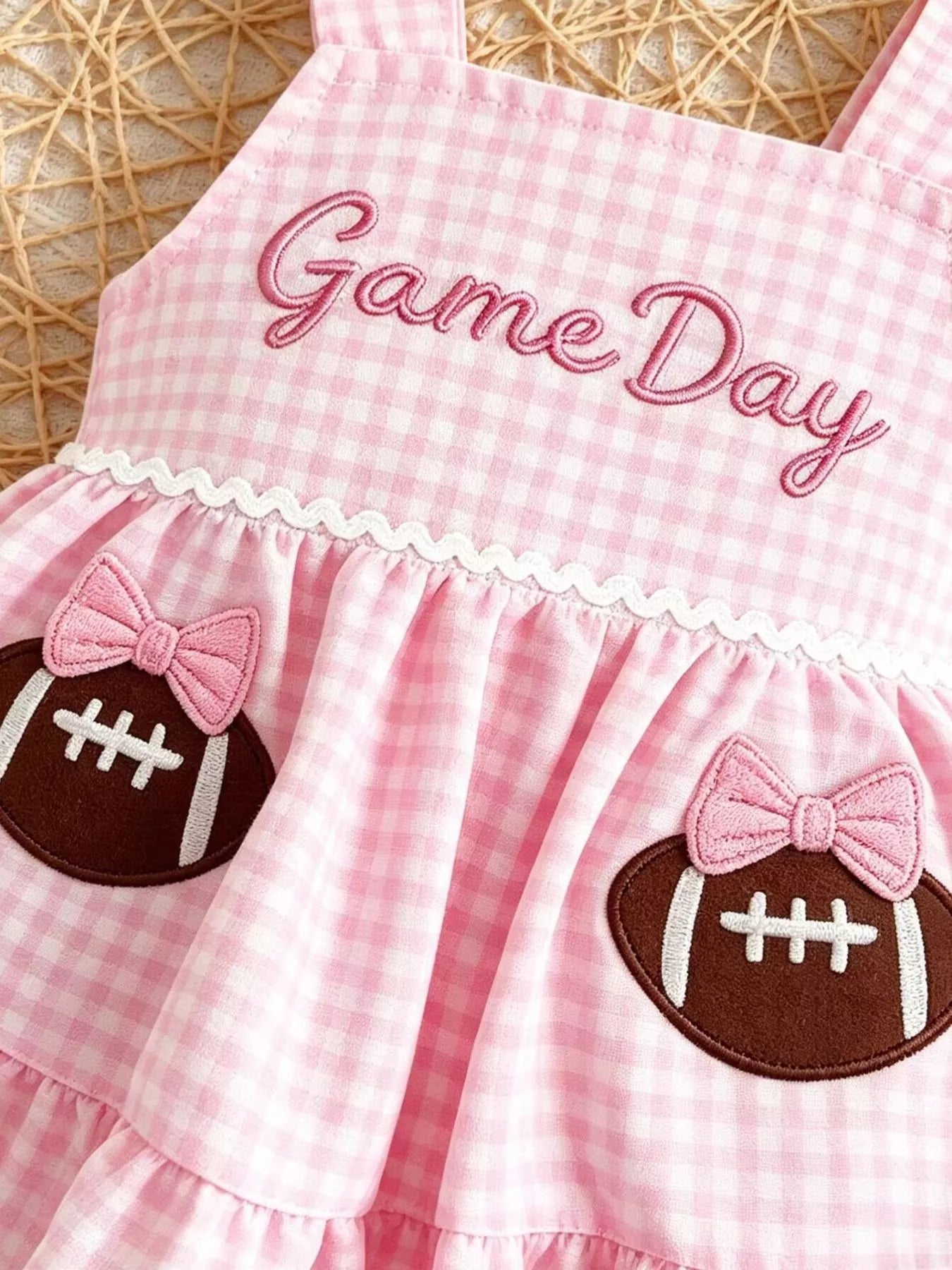 Children's Game Day Football Gingham Top and Shorts Set