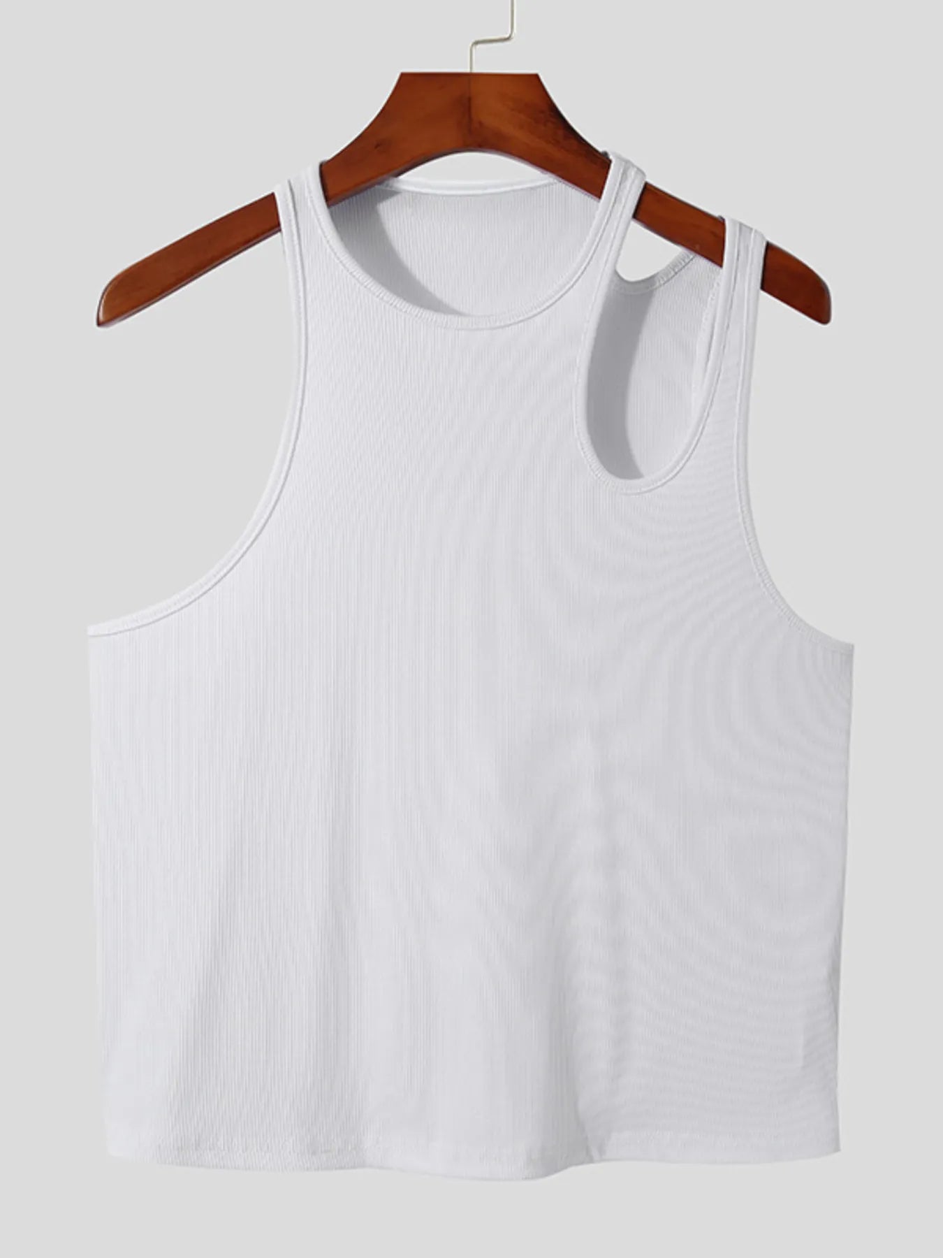 Men's Full Size Cutout Solid Color Tank Plus Size