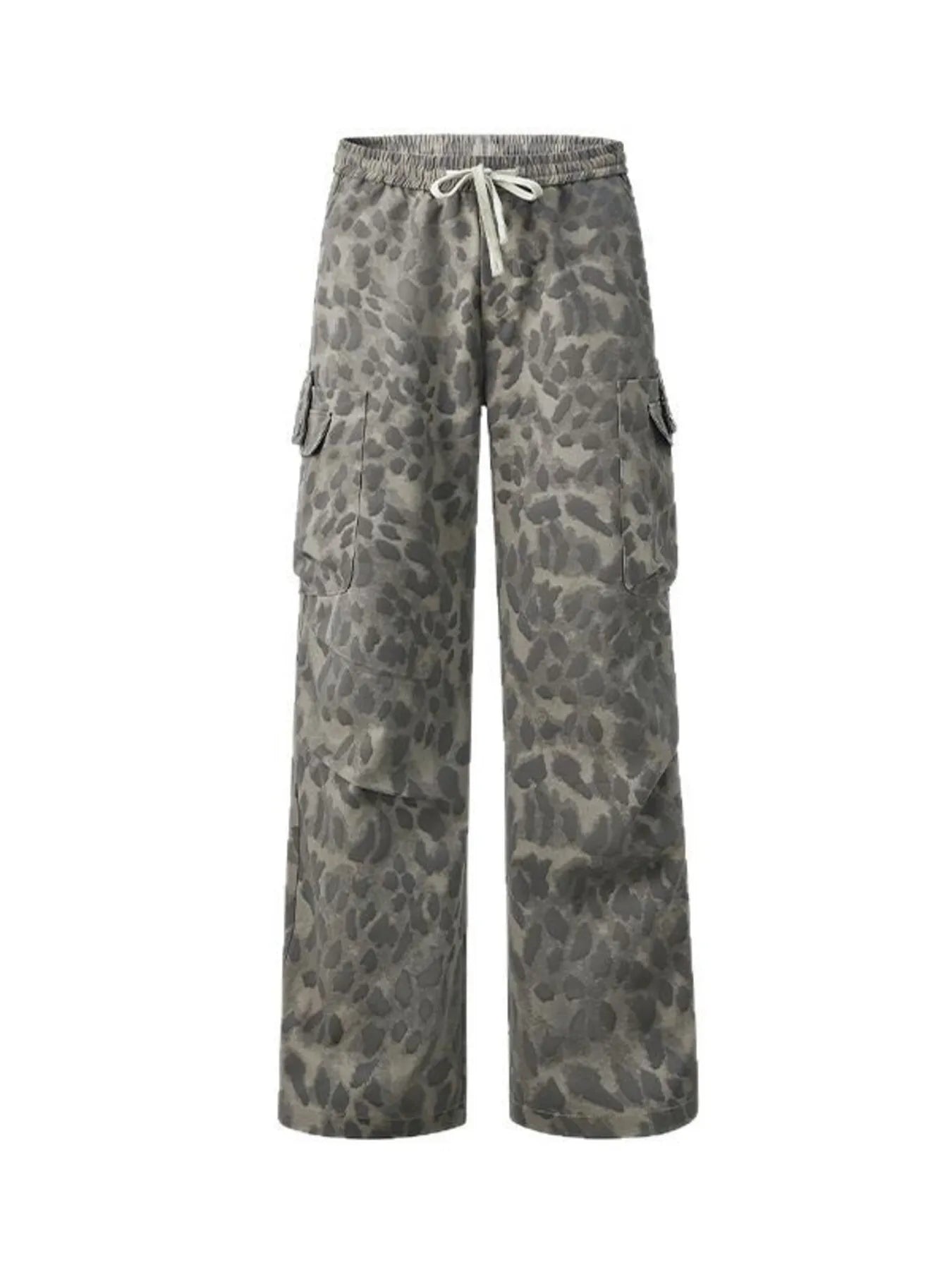 Men's Plus Size Leopard Wide Leg Cargo Pants