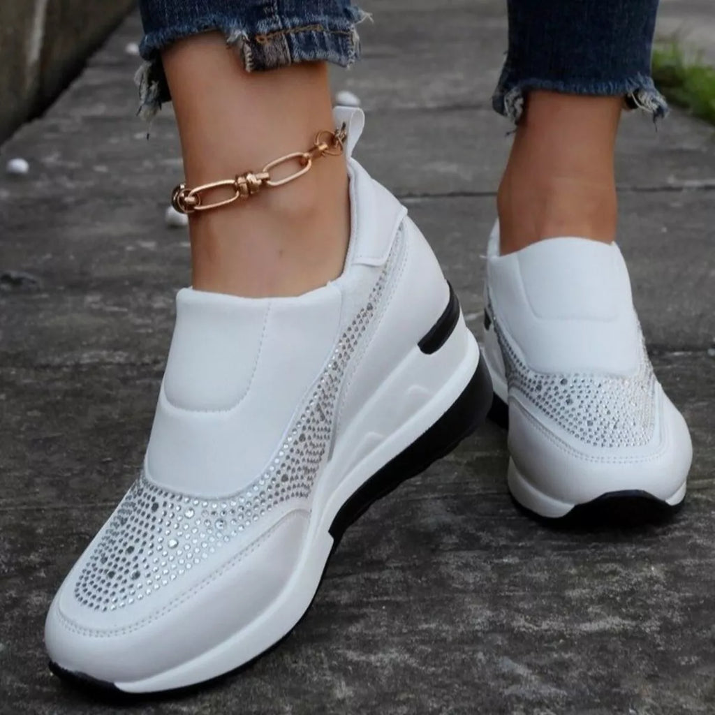 Rhinestone Embellished Wedge Sneakers