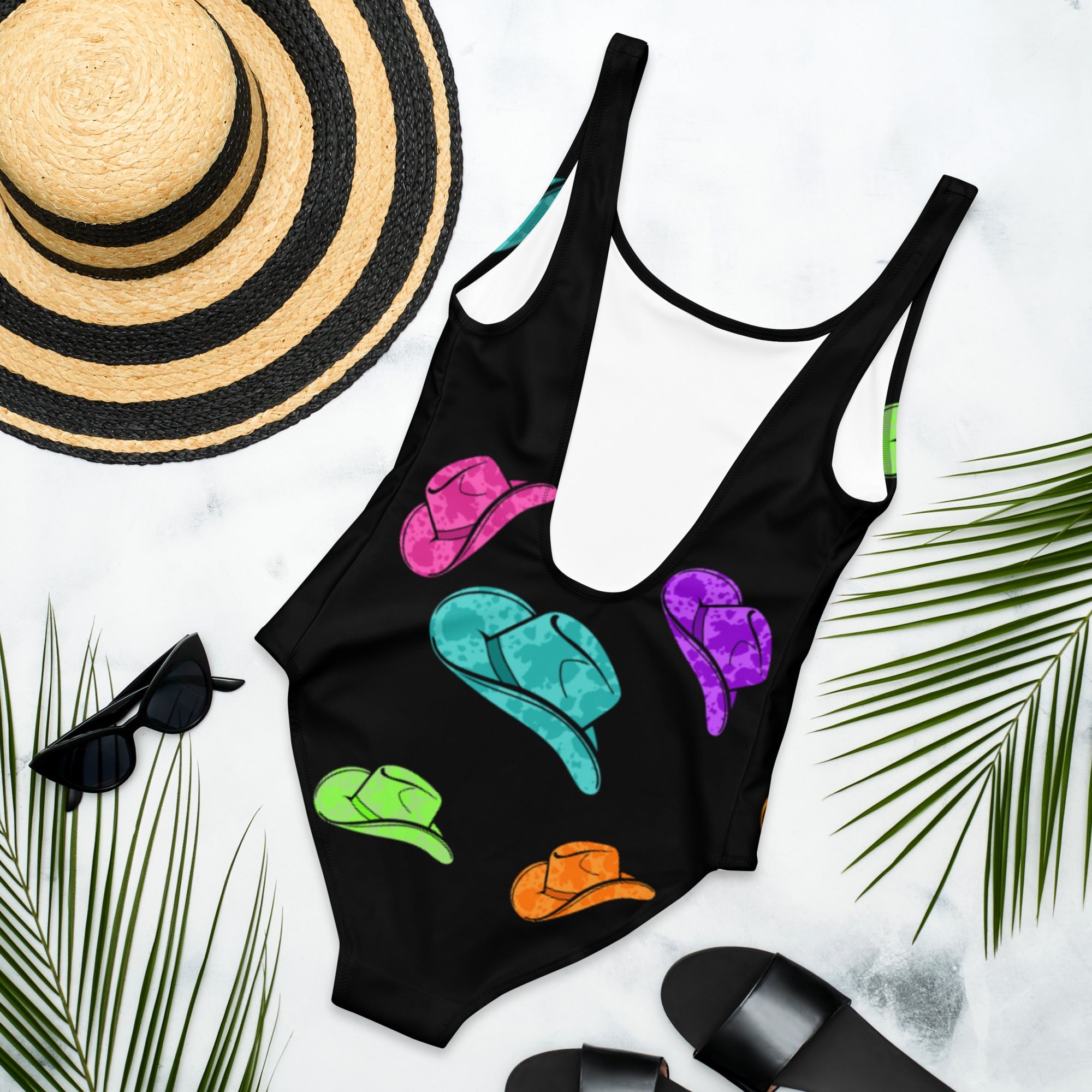 Baha Ranch Yeehaw All Neon Hat One-Piece Swimsuit