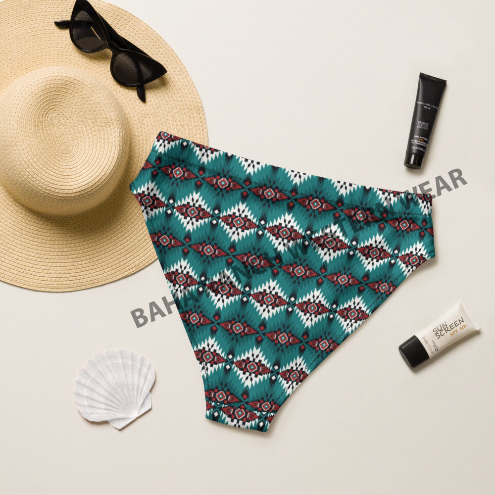 Baha Ranch Yeehaw Teal Burgandy Bikini Bottom