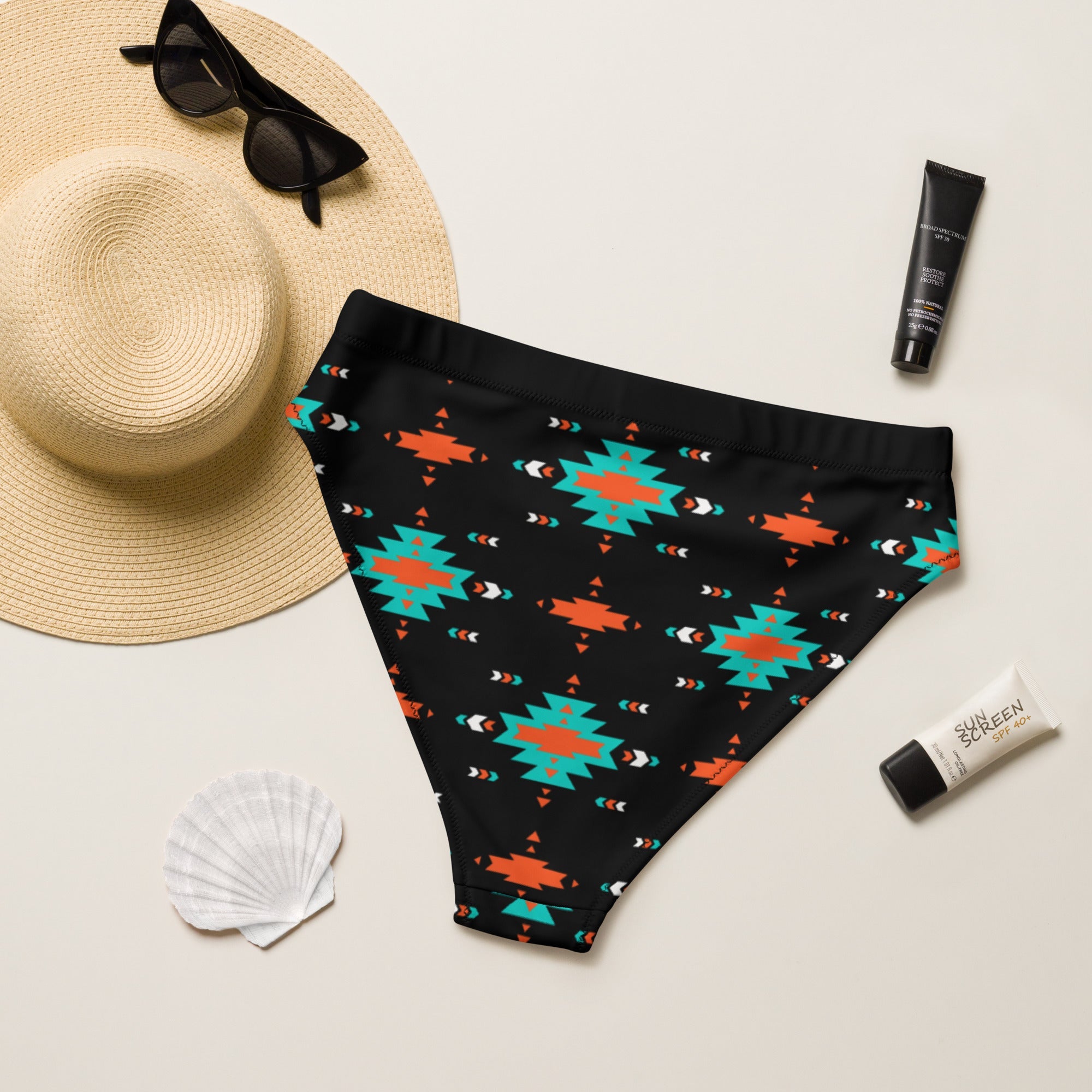 Baha Ranch Yeehaw Turquoise & Orange Aztec Bikini Bottom