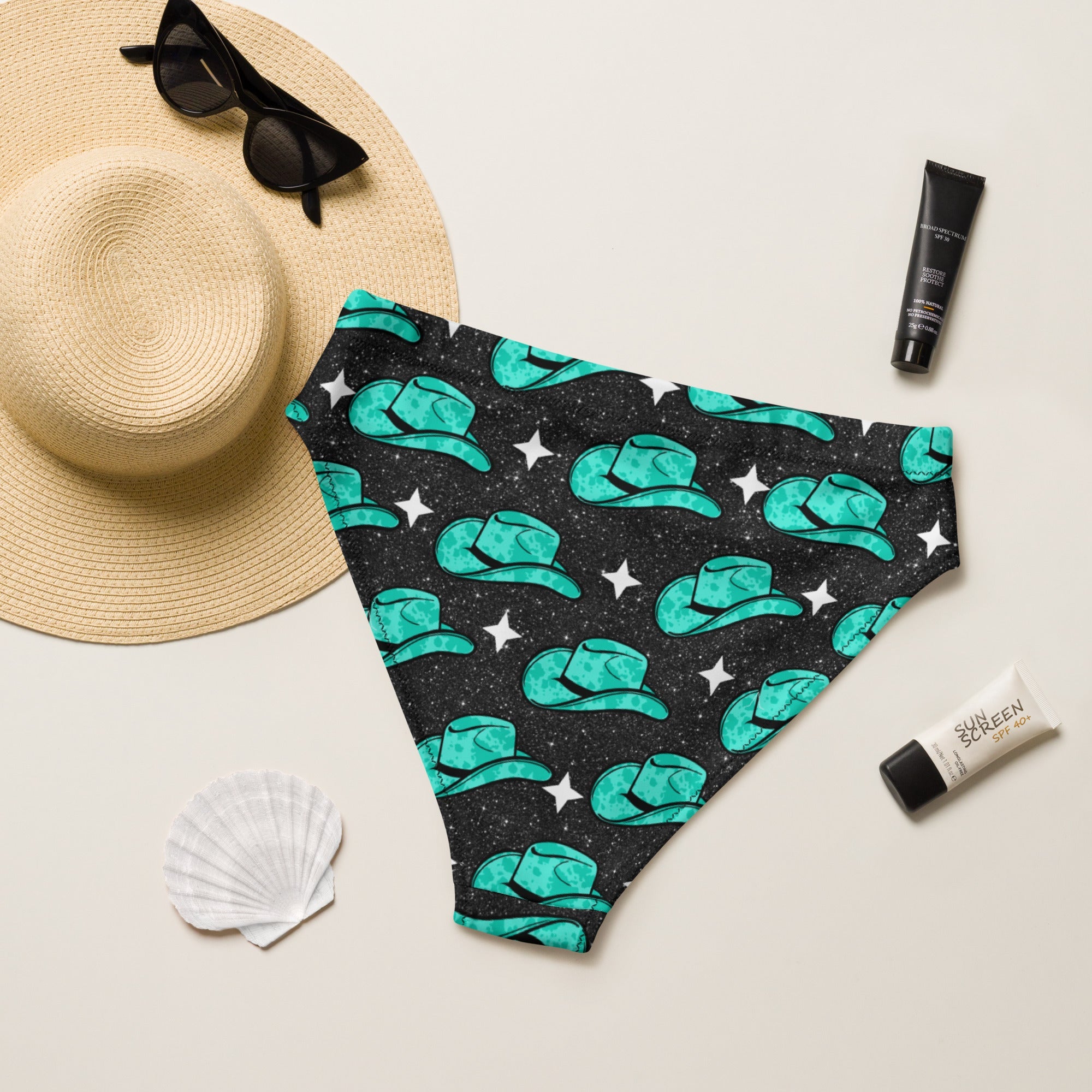 Baha Ranch Yeehaw Turquoise Hat Bikini Bottom