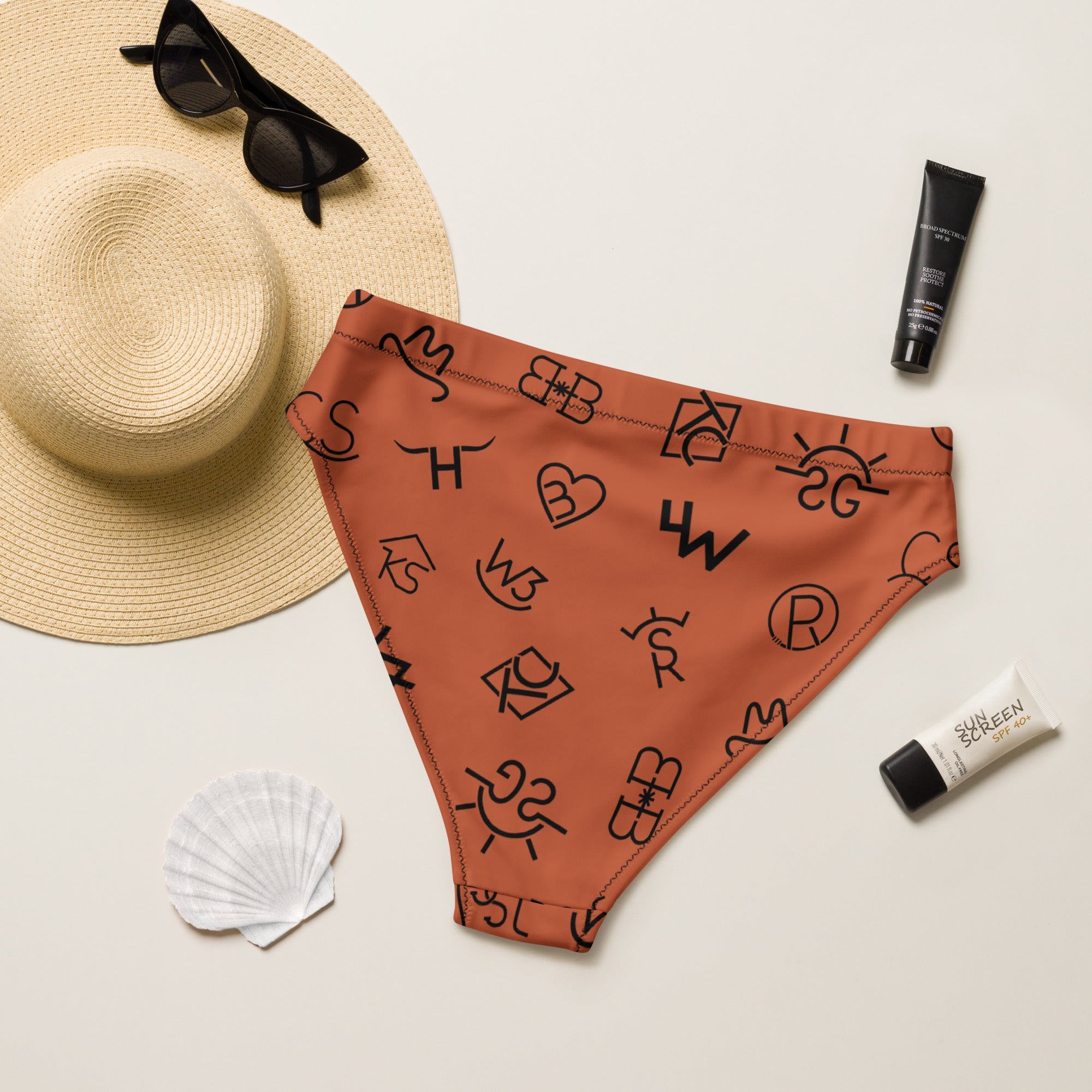 Baha Ranch Yeehaw Brown Cattle Brands Bikini Bottom