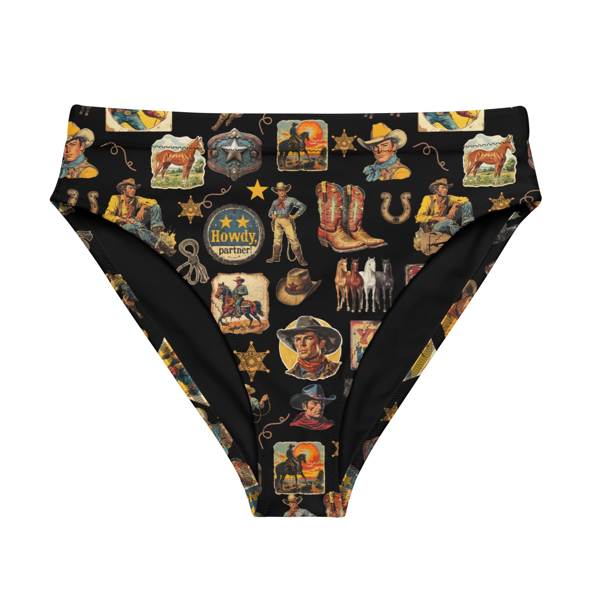 Baha Ranch Yeehaw Vintage Cowboy Collage Bikini Bottom