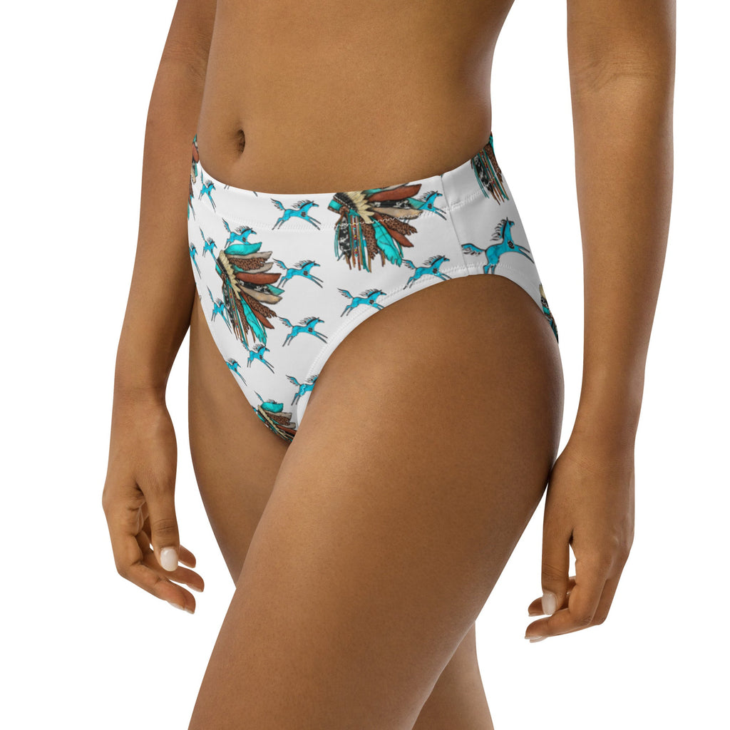 Baha Ranch Yeehaw Turquoise Running Horse Head Dress Bikini Bottom