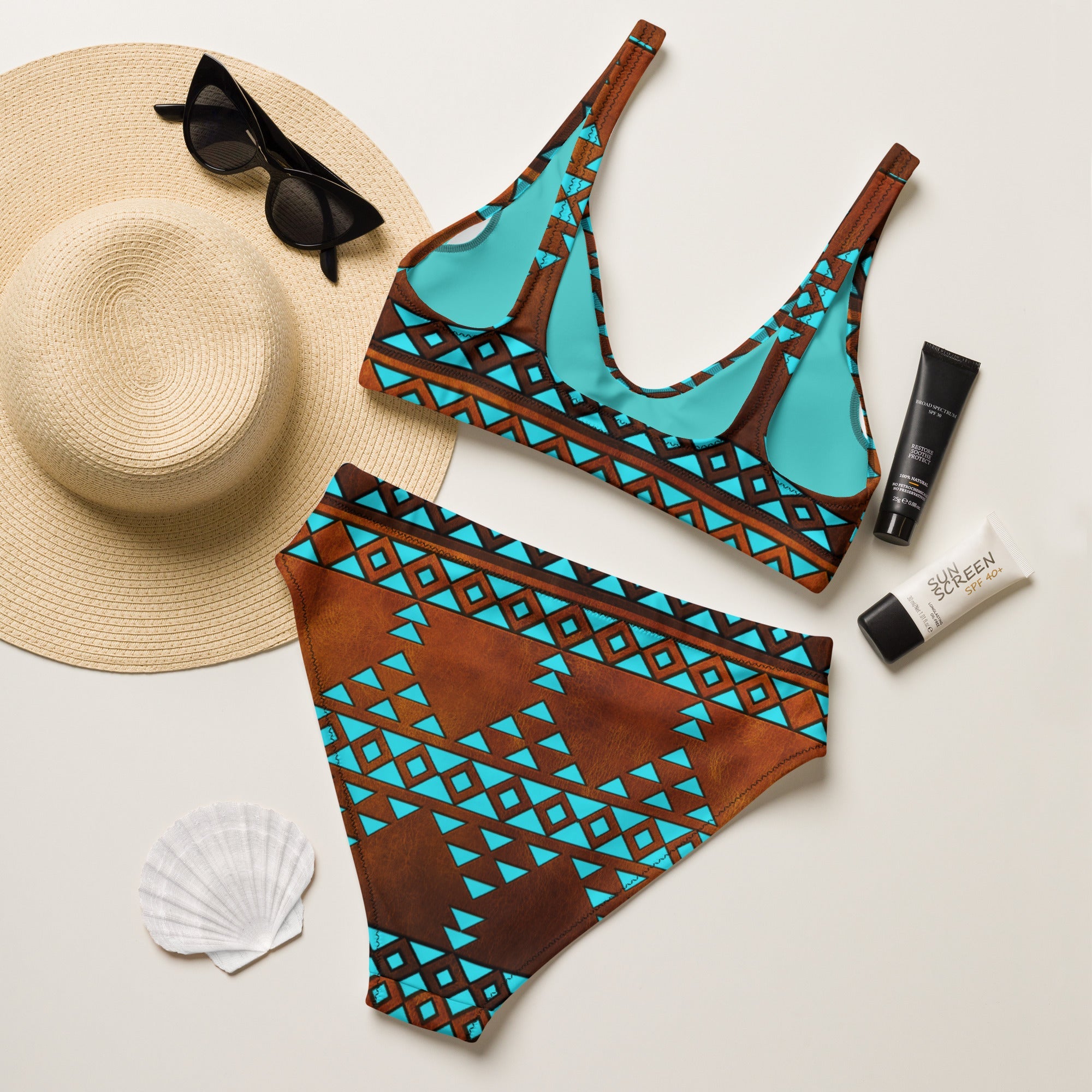 Baha Ranch Yeehaw Turquoise Aztec Bikini