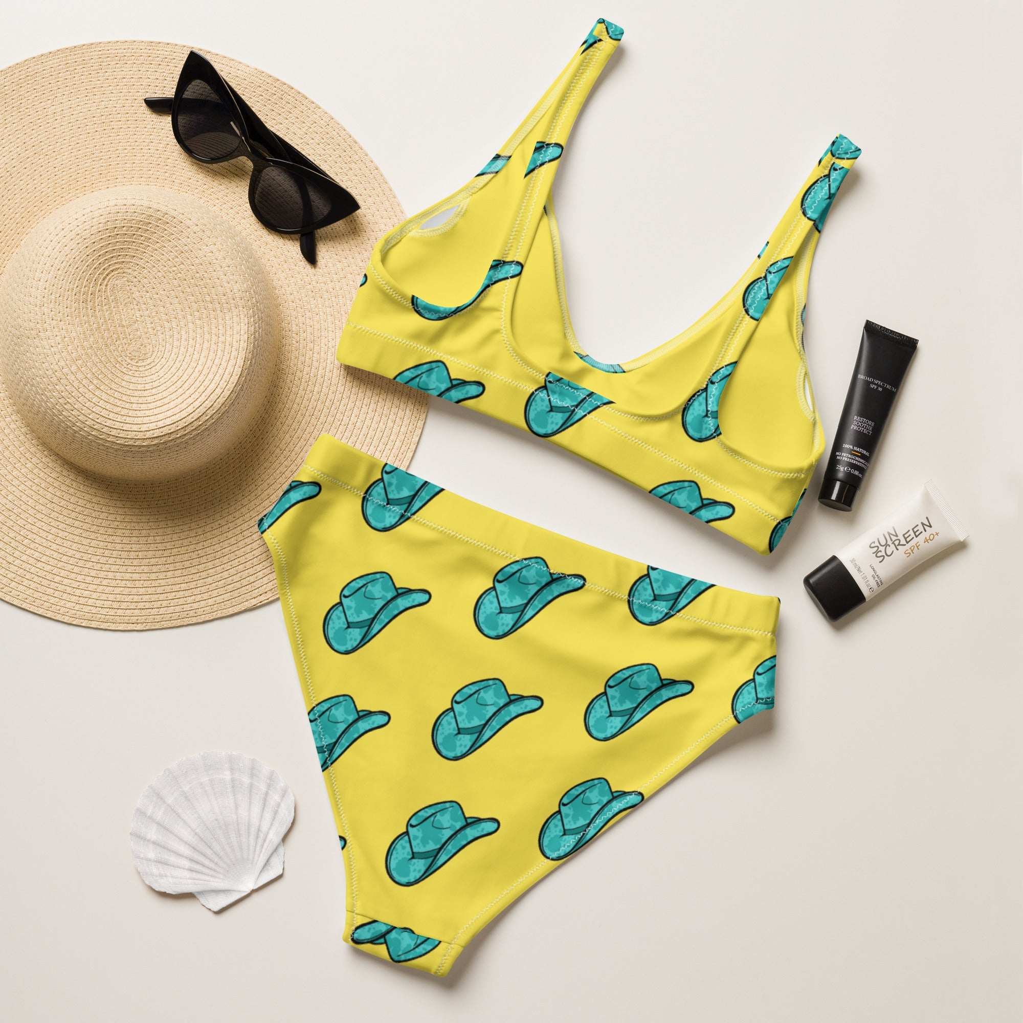 Baha Ranch Yeehaw Turquoise Hat Bikini