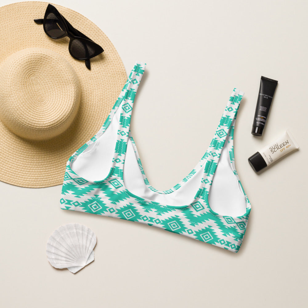 Baha Ranch Yeehaw Turquoise Aztec Bikini Top