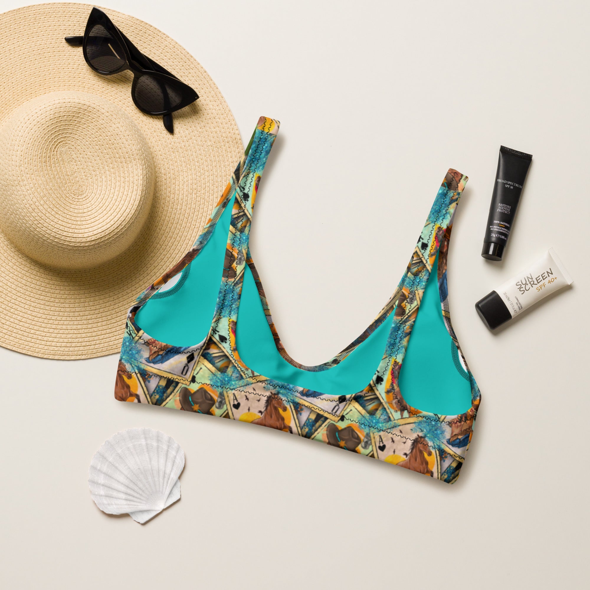 Baha Ranch Yeehaw Feelin' Lucky Cowgirl Bikini Top
