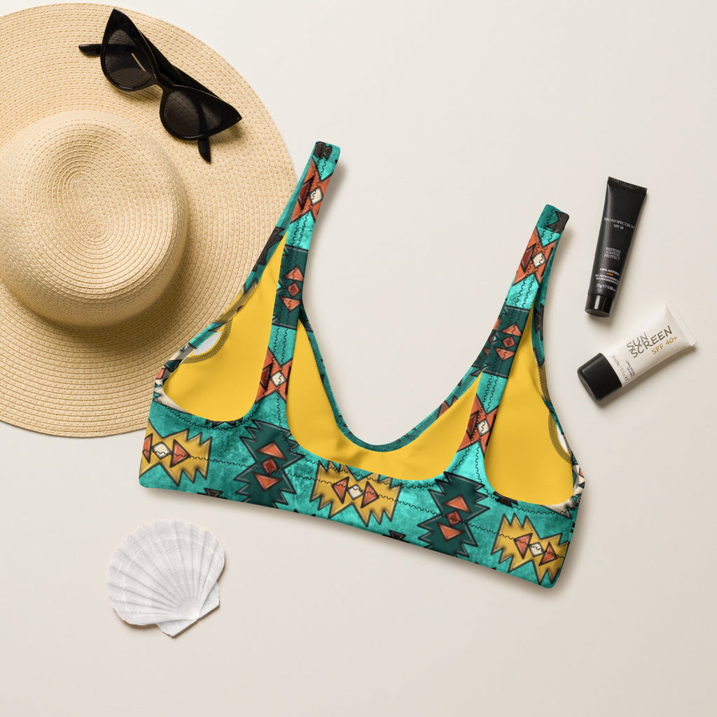 Baha Ranch Yeehaw Turquoise Aztec Bikini Top