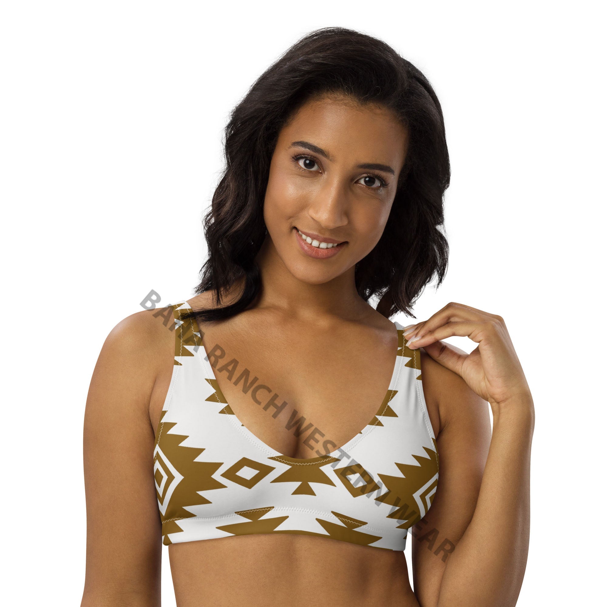 Baha Ranch Yeehaw Bold Brown Aztec Bikini Top