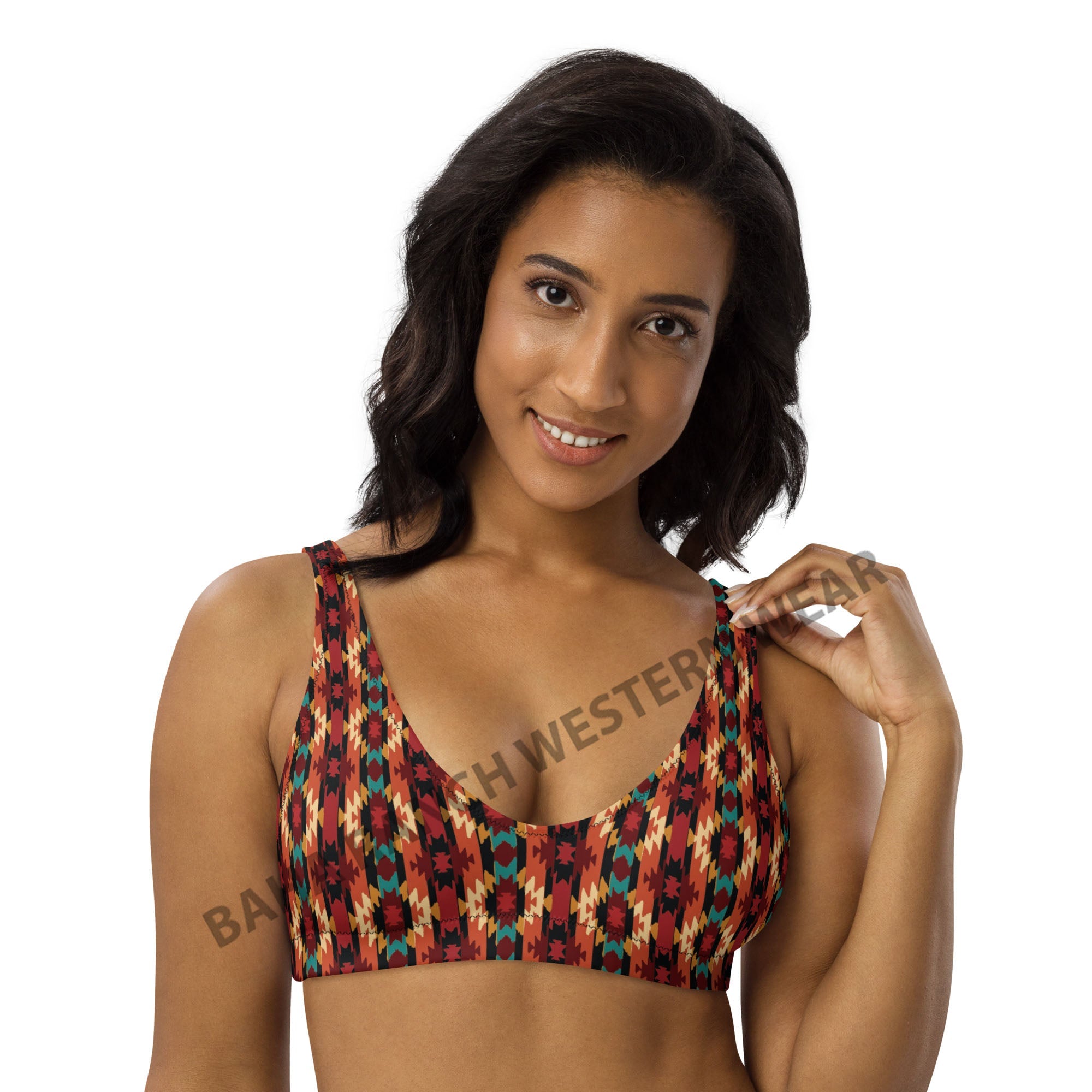Baha Ranch Yeehaw Rust Aztec Bikini Top