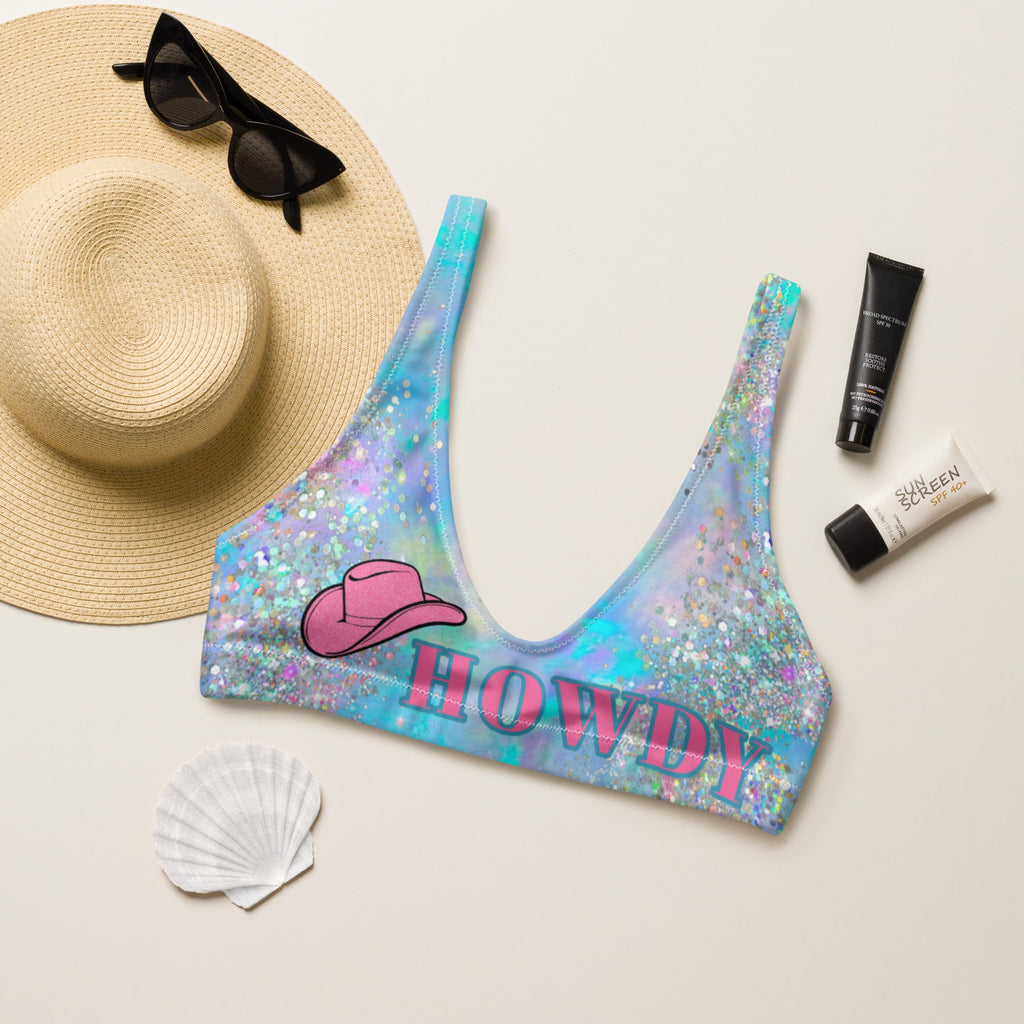 Baha Ranch Yeehaw Howdy Opal Glitter Bikini Top