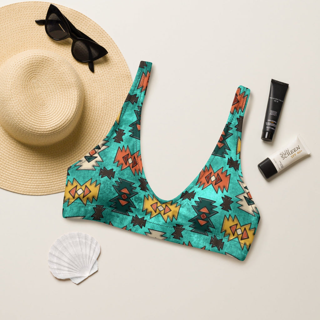 Baha Ranch Yeehaw Turquoise Aztec Bikini Top