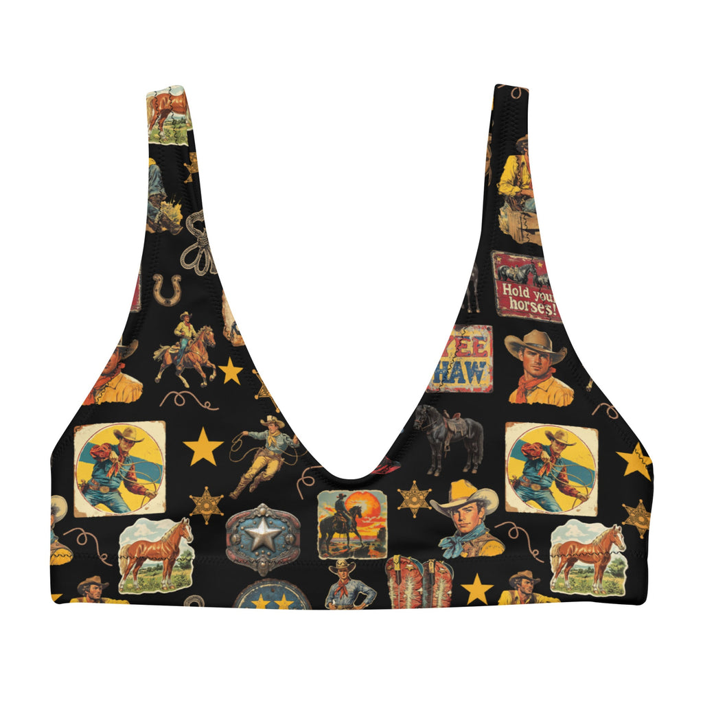 Baha Ranch Yeehaw Vintage Cowboy Collage Bikini Top