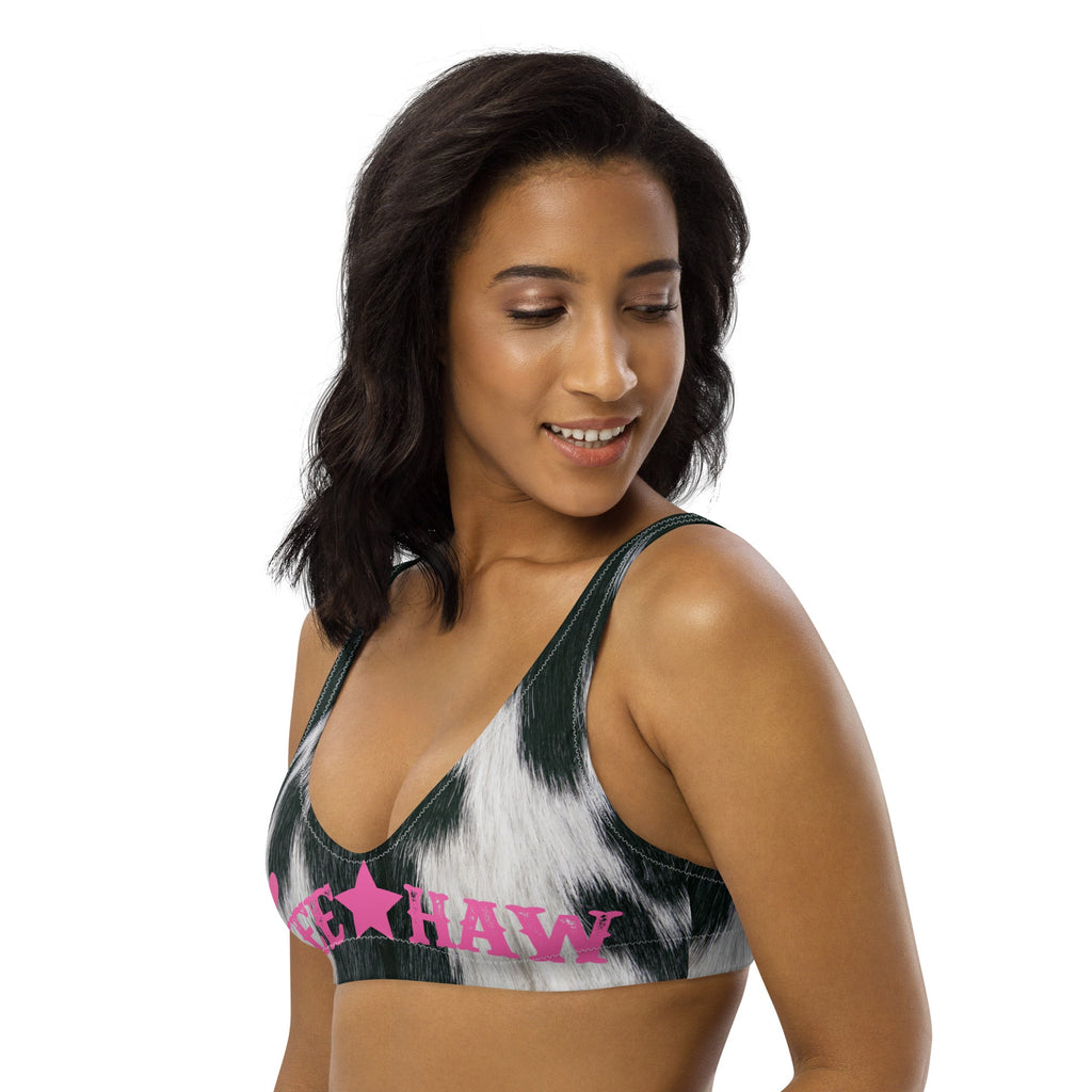 Baha Ranch Yeehaw Cow Print Bikini Top