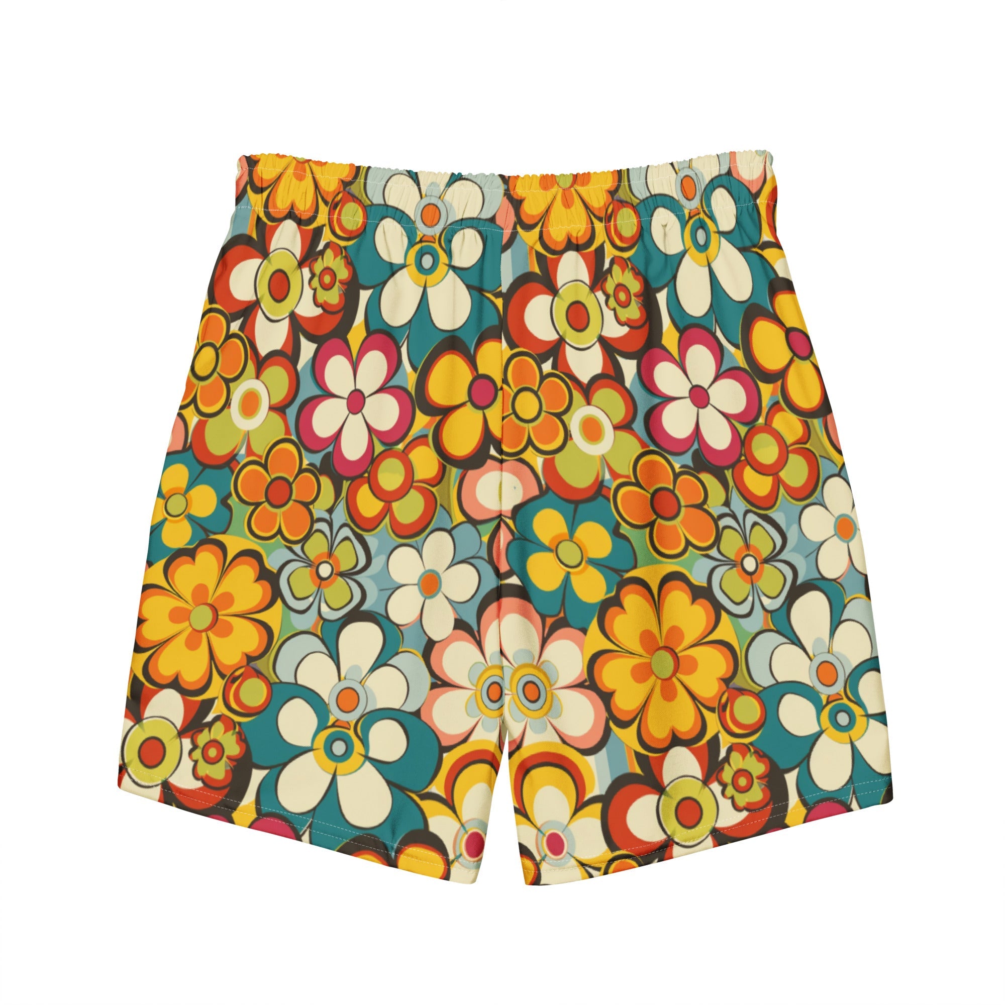 Baha Ranch Yeehaw Woodstock Retro Floral Men's Swim Trunks
