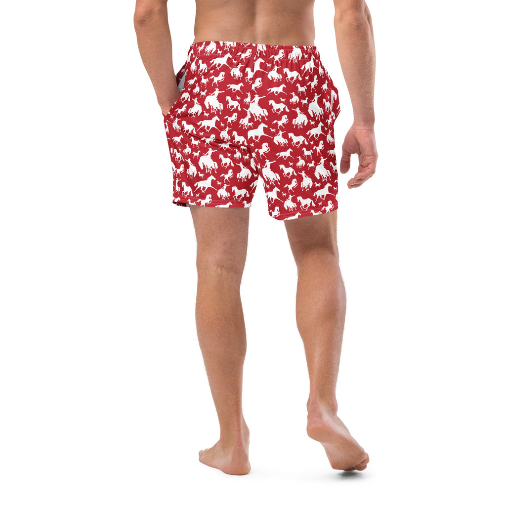 Baha Ranch Yeehaw Red Rodeo Cowboy Men's Swim Trunks