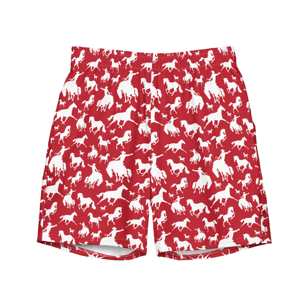 Baha Ranch Yeehaw Red Rodeo Cowboy Men's Swim Trunks