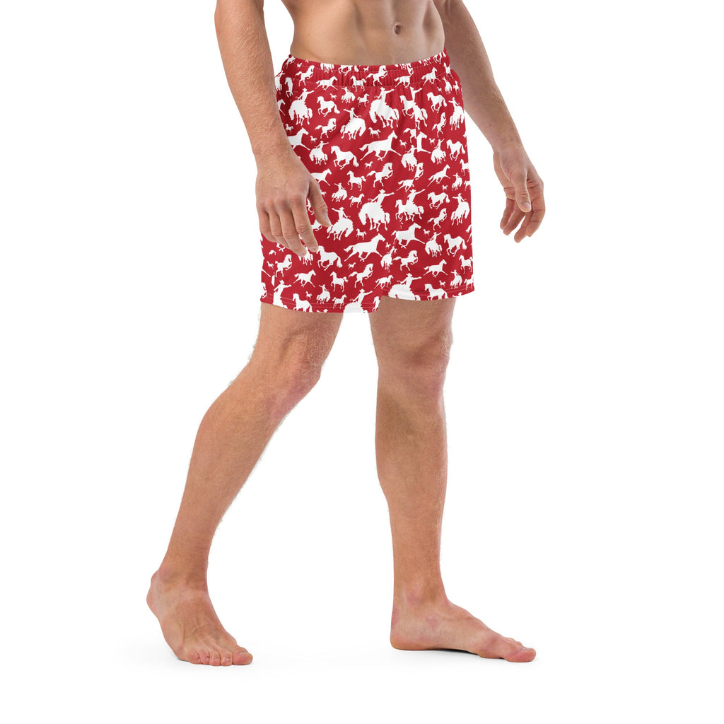 Baha Ranch Yeehaw Red Rodeo Cowboy Men's Swim Trunks