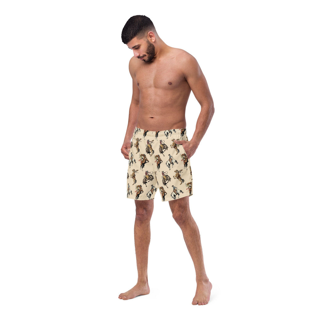 Baha Ranch Yeehaw Vintage Cowgirl Men's Swim Trunks
