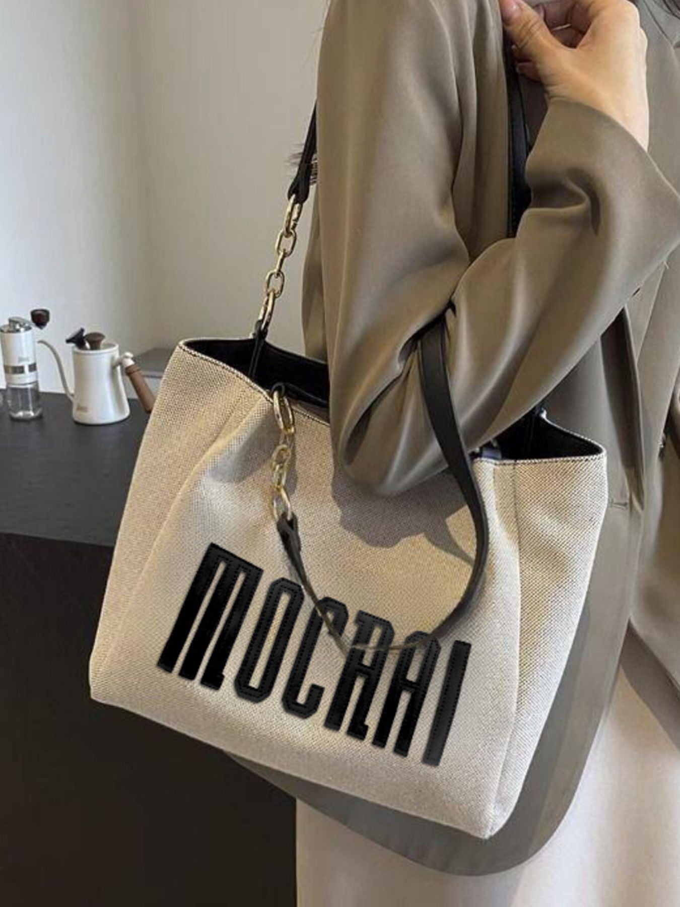 Letter Canvas Shoulder Bag