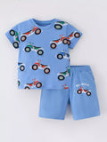 Children's Cartoon ATV Print Tee and Shorts Set