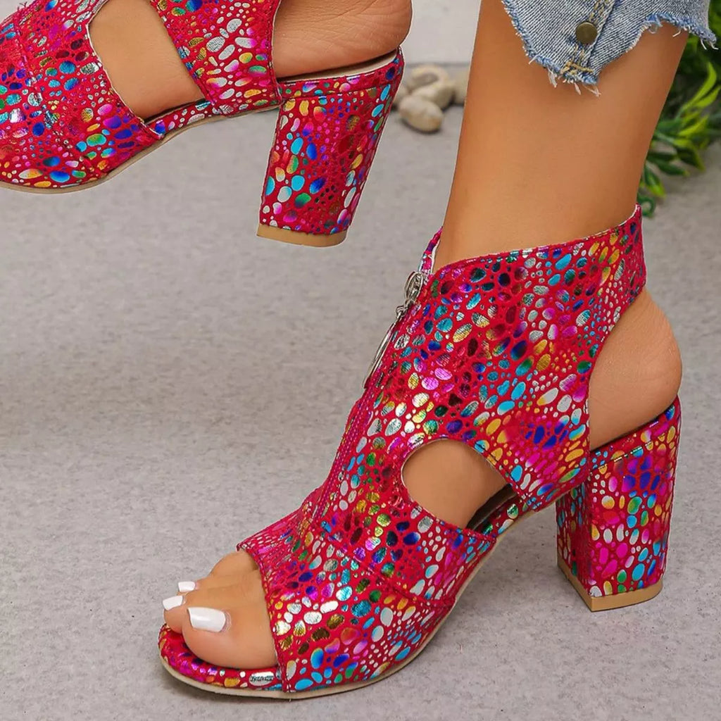 Open Toe Block Heels Sandals