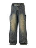 Men's Full Size Washed Cargo Wide Leg Jeans Plus Size