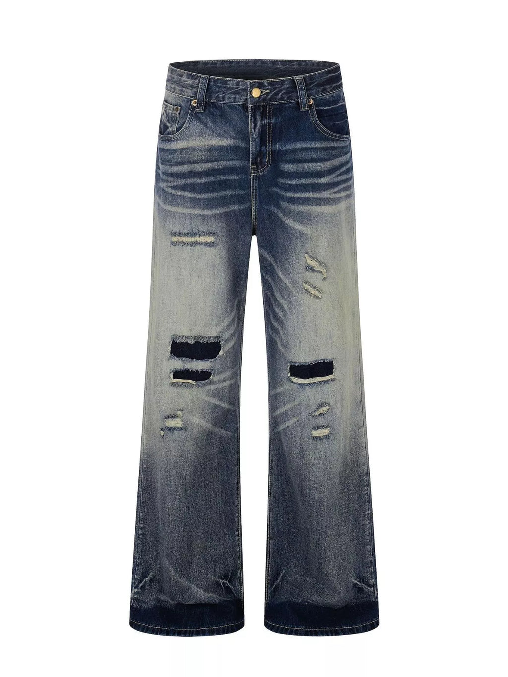 Men's Full Size Distressed Wide-Leg Bootcut Jeans Plus Size