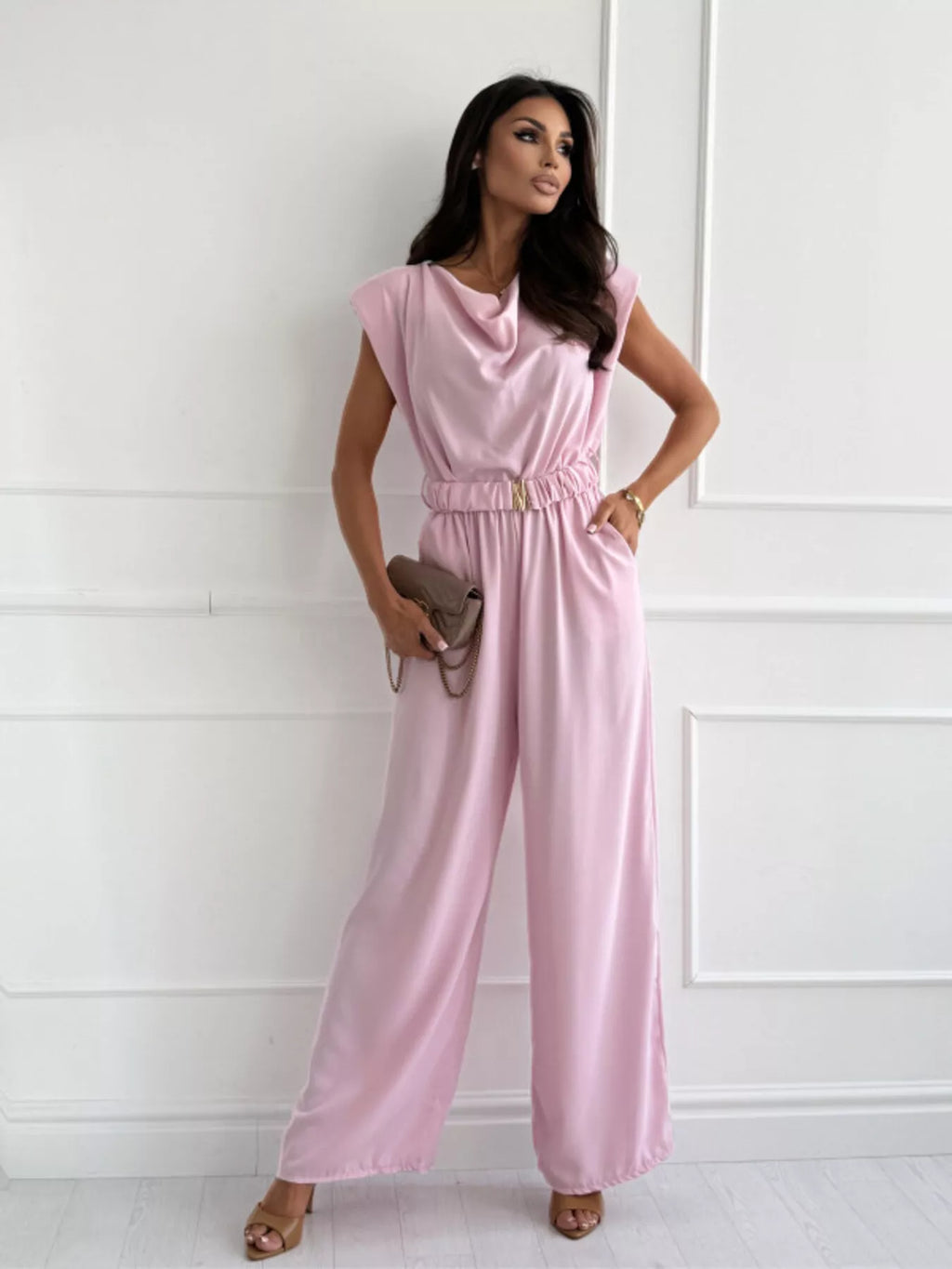 Cowl Neck Wide-Leg Jumpsuit
