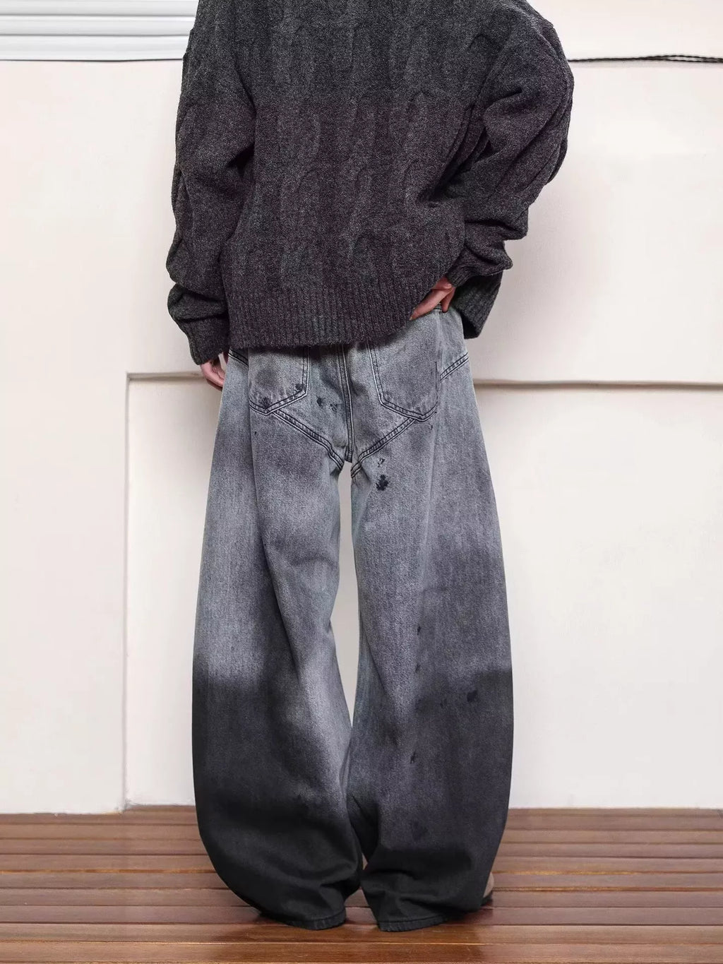 Men's Full Size Washed Wide Leg Jeans Plus Size