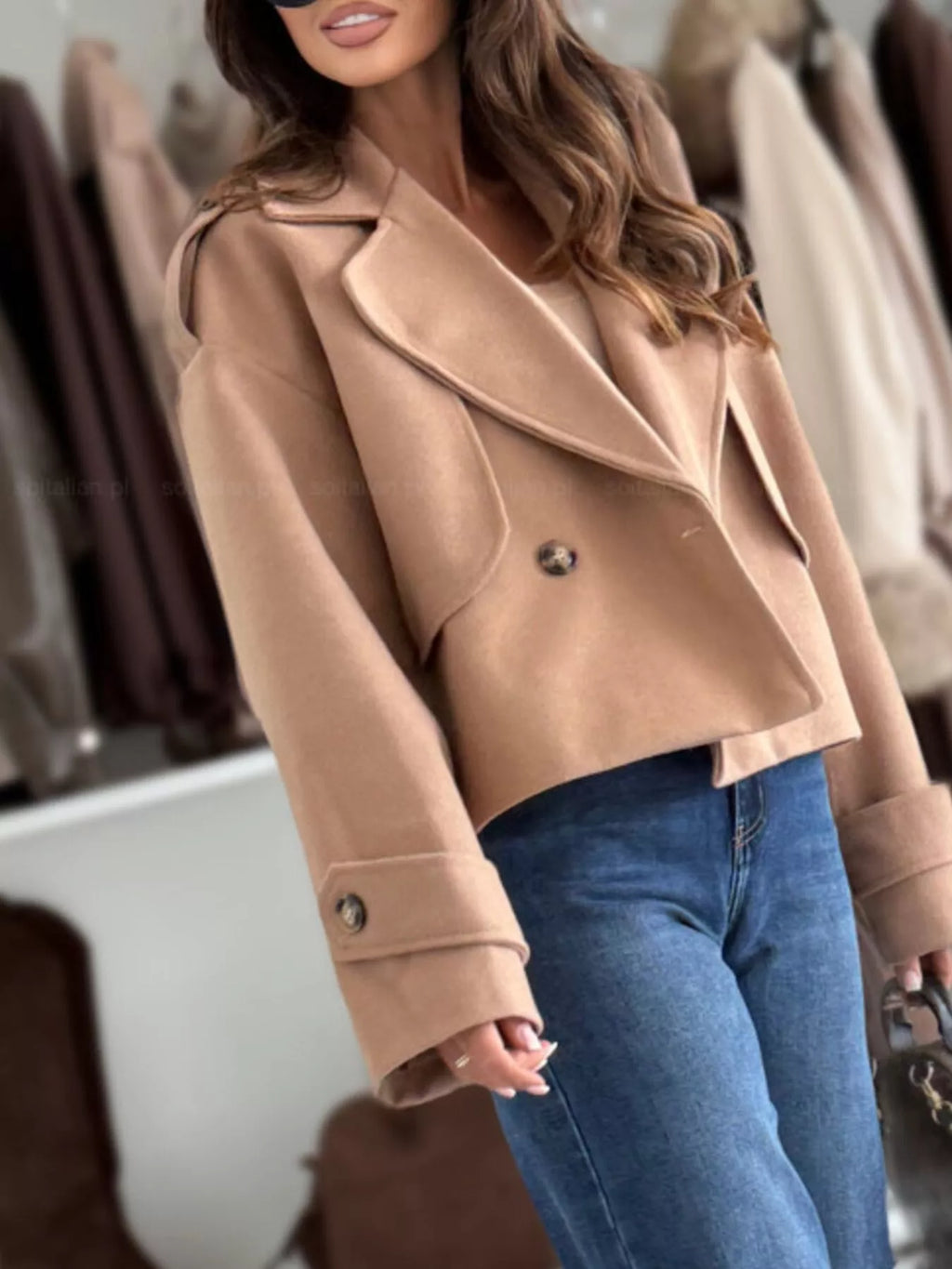 Double-Breasted Cropped Outerwear