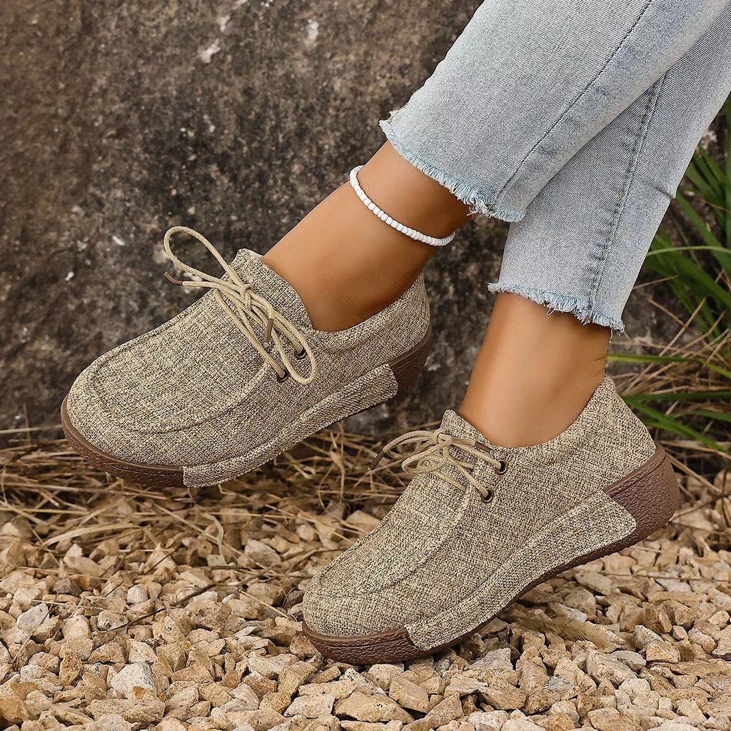 Round Toe  Lace-Up Sneakers