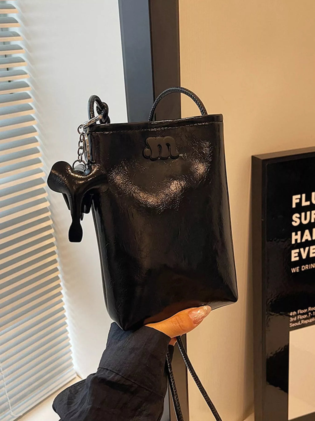 Spaghetti Strap Crossbody Bag with Charm