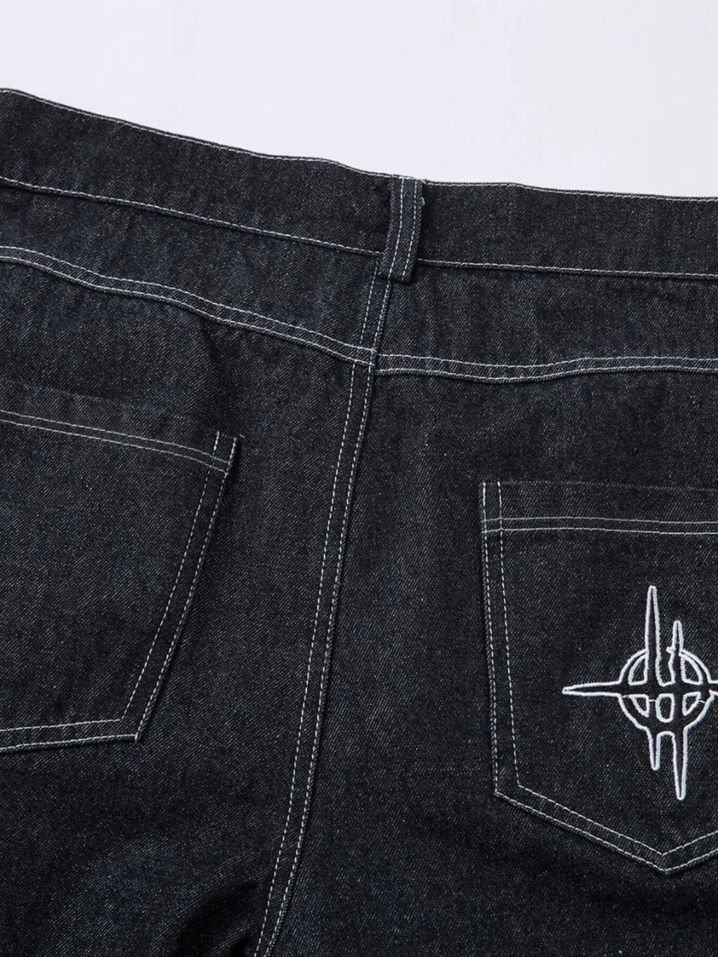 Men's Embroidered Wide Leg Baggy Jeans