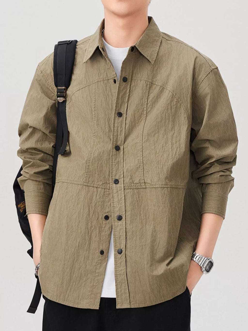Men's Plus Size Button Up Long Sleeve Shirt