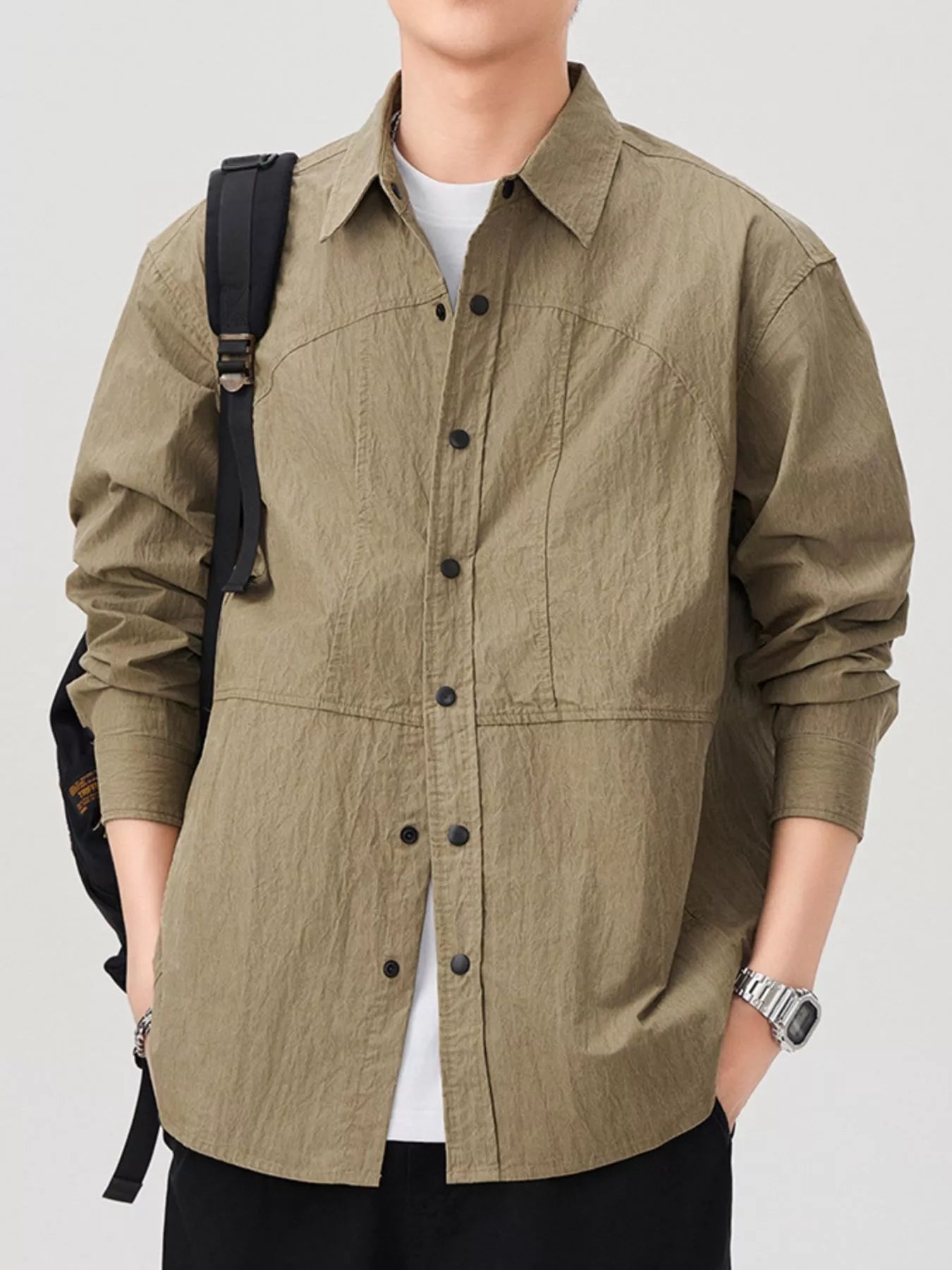 Men's Plus Size Button Up Long Sleeve Shirt