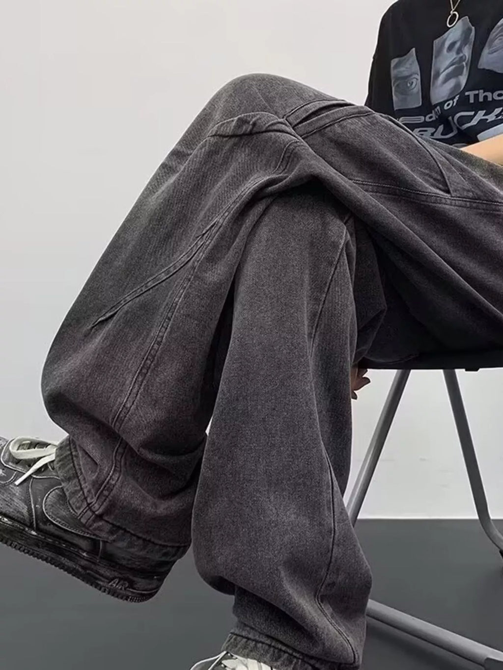 Men's Full Size Drawstring Waist Wide Leg Jeans Plus Size