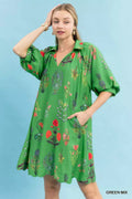 Umgee Floral Encyclopedia Print Mini Dress