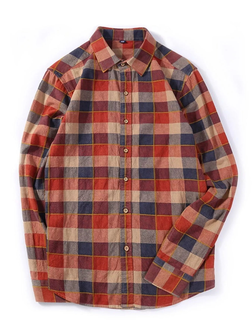 Men's Full Size Casual Plaid Long Sleeve Shirt Plus Size