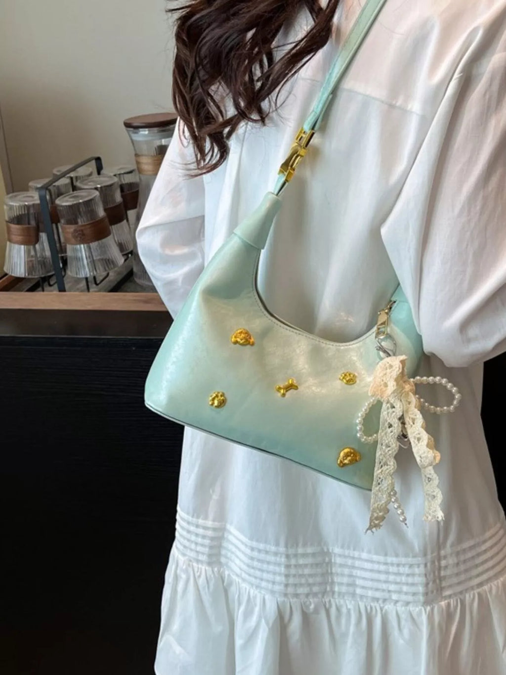 Embellished Hobo Crossbody Bag