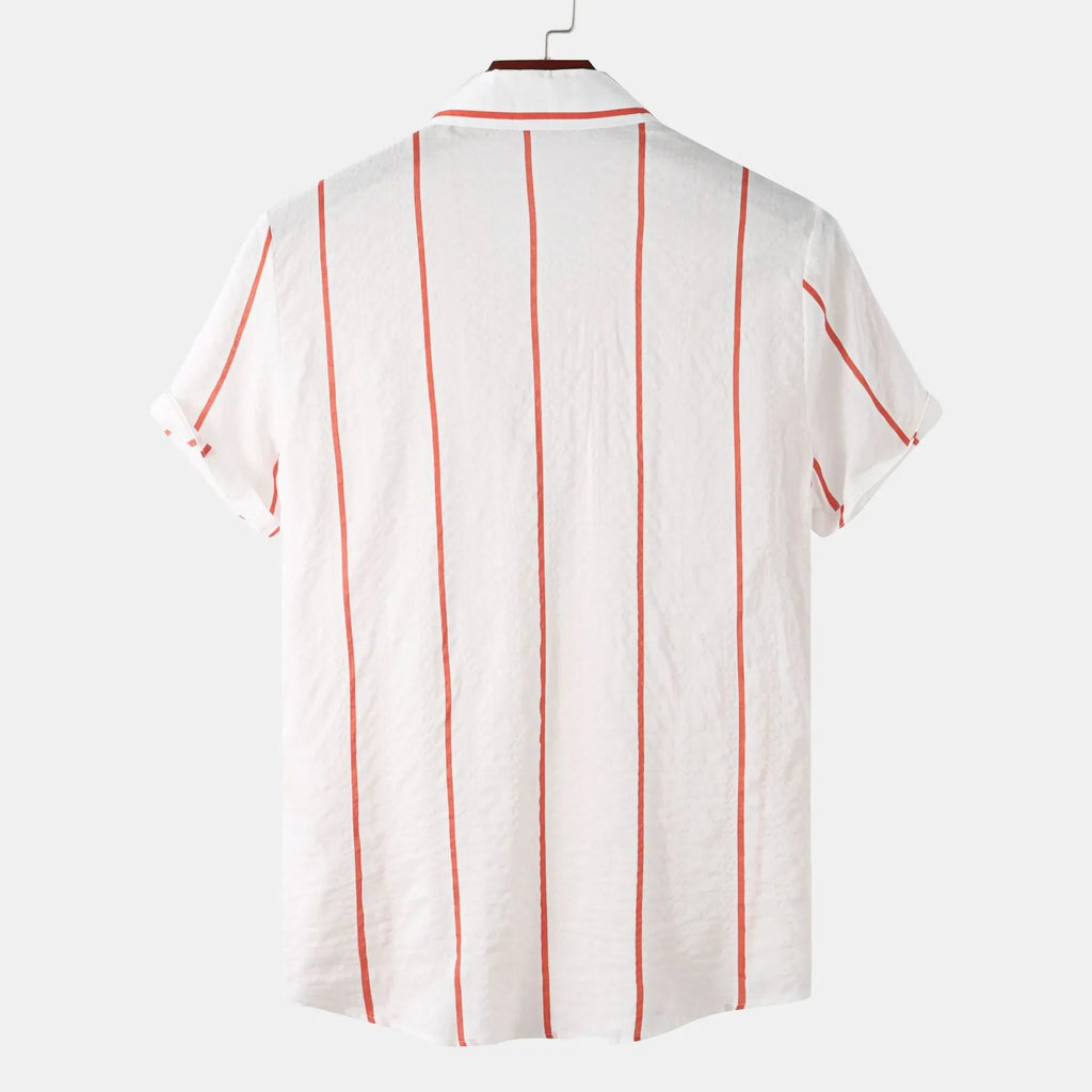 Men's Plus Size Casual Striped Short Sleeve Button Down Shirt