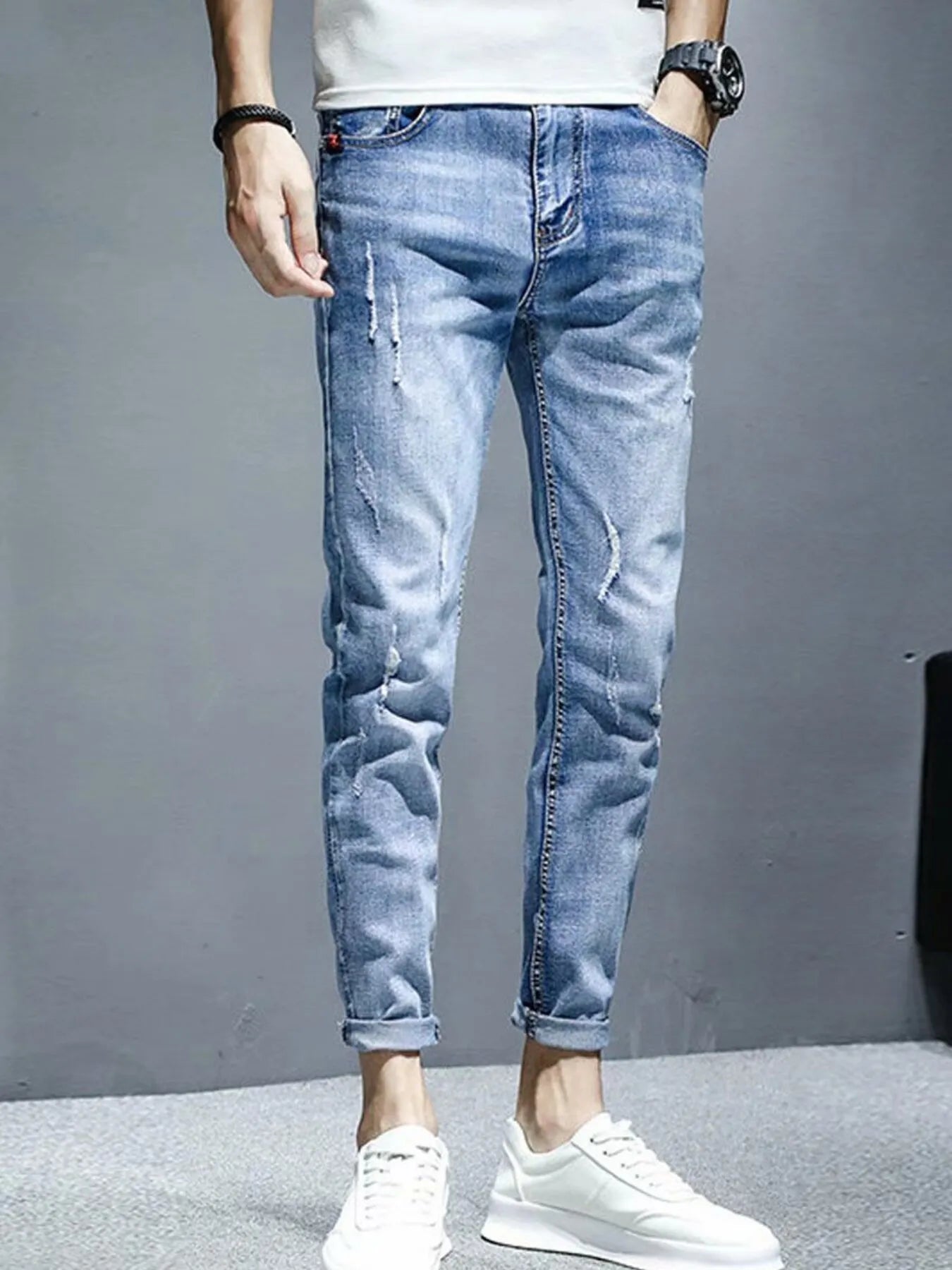 Men's Washed Slim Fit Jeans