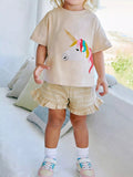 Children's Unicorn Top and Ruffle Trim Shorts Set