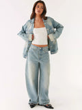 Button Up Denim Jacket and Jeans Set
