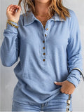 Full Size Button Detail Long Sleeve Top Plus Size