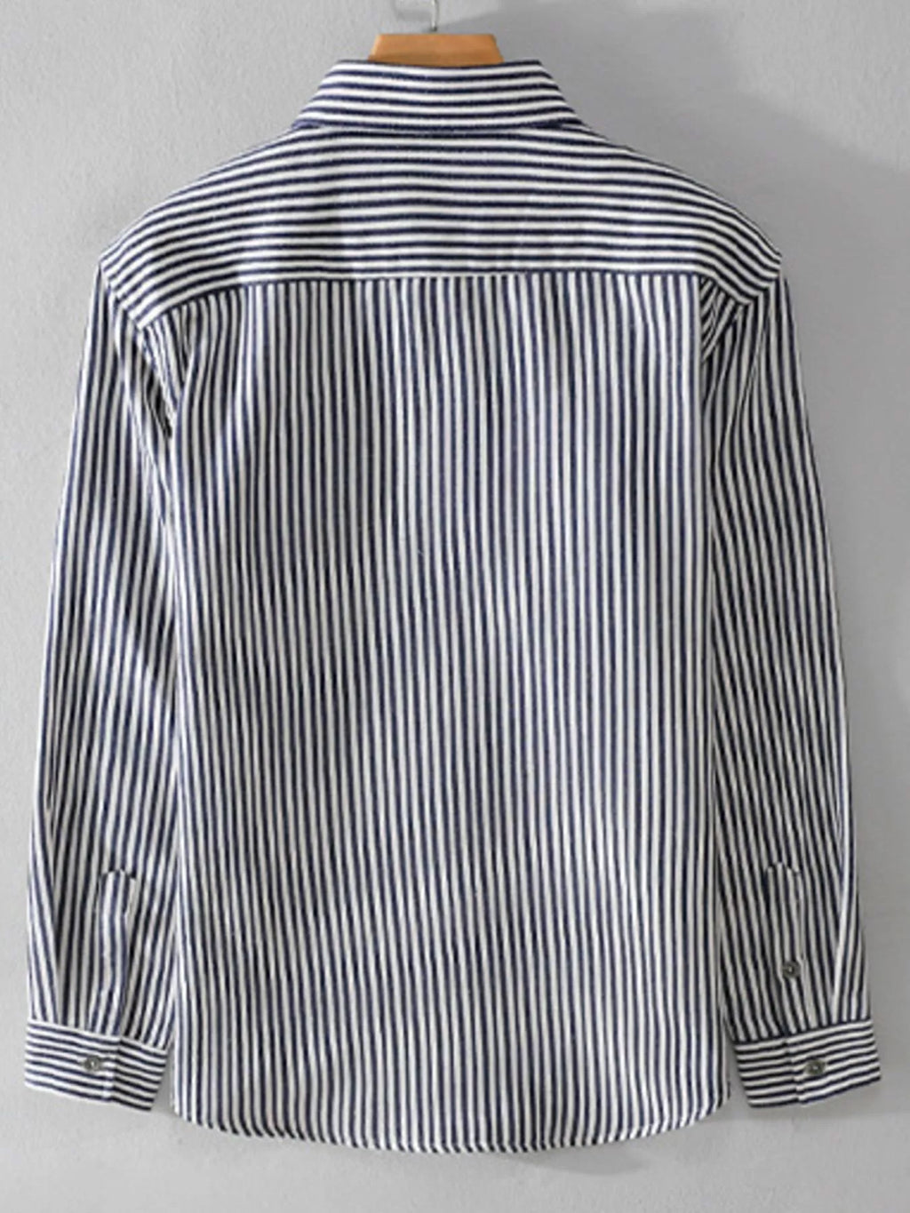 Men's Plus Size Striped Button Up Long Sleeve Shirt